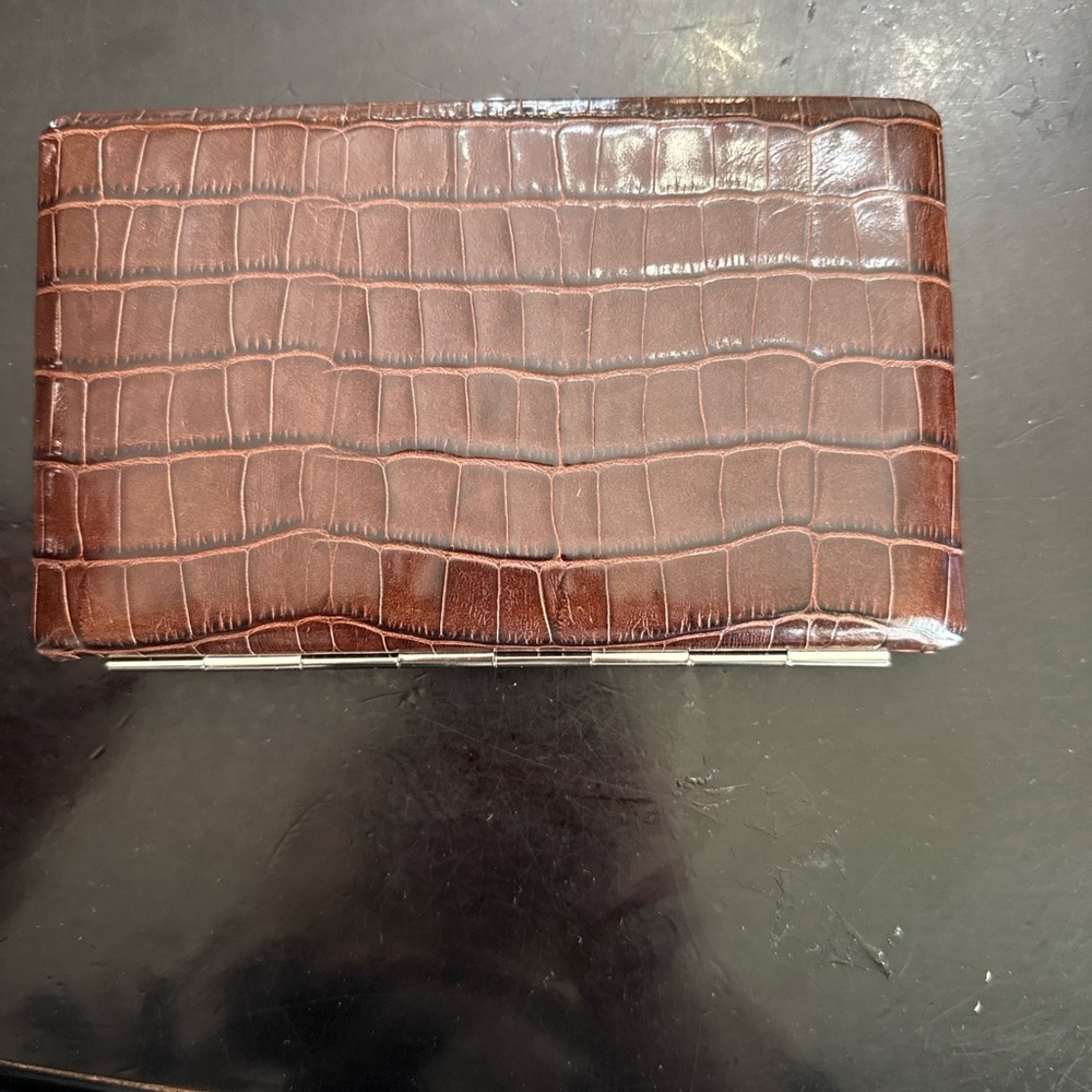 Abas Vintage Croc-Embossed Leather Frame Wallet Clutch – NWT